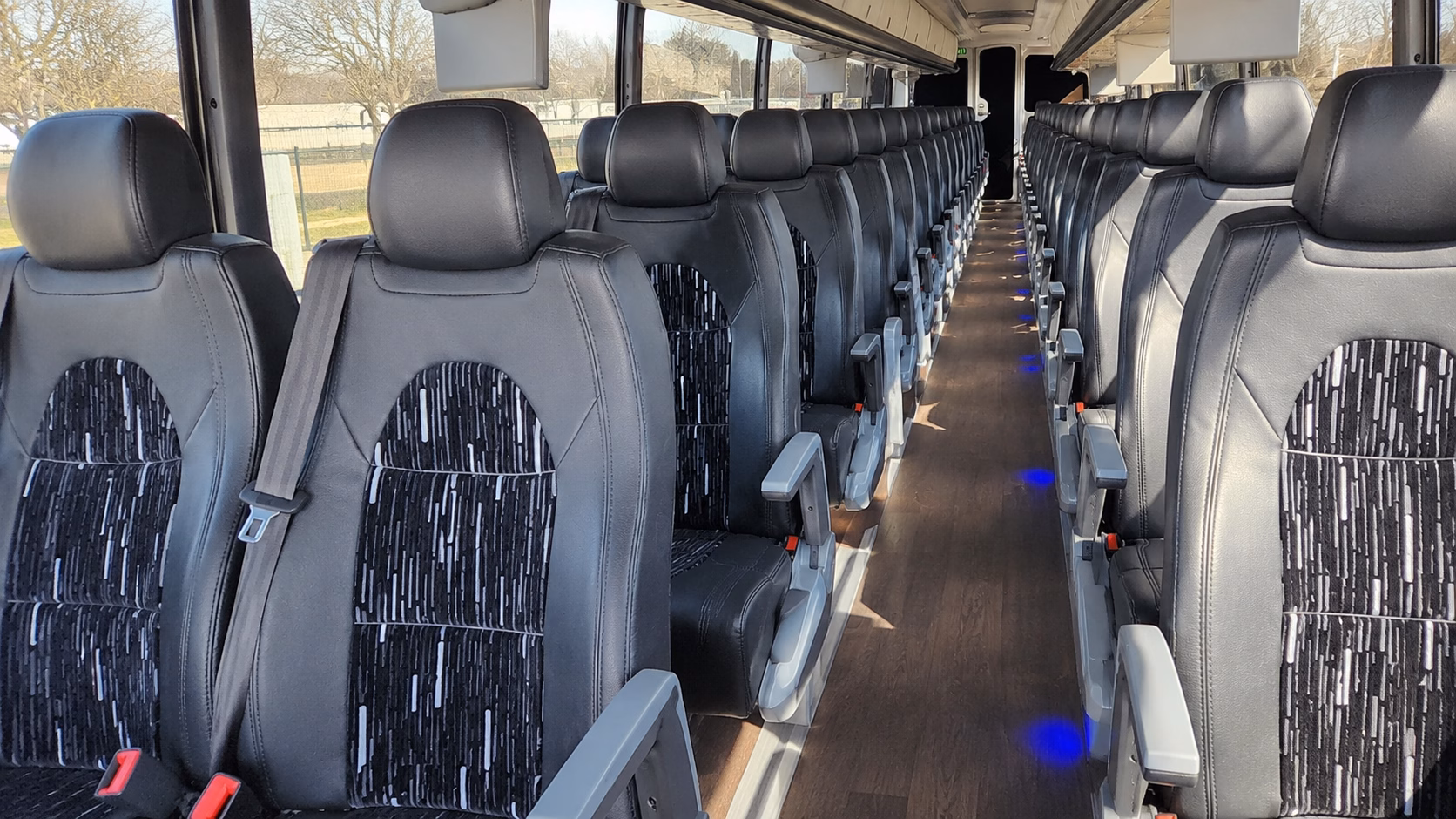 hawthorne charter bus rental interior